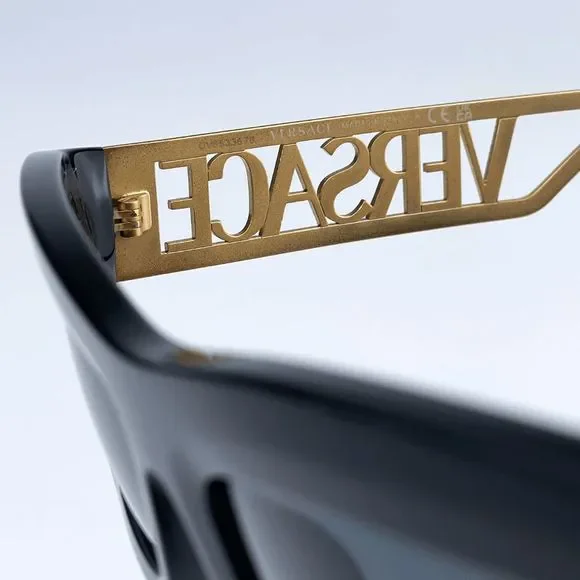 NEW Versace VE4432U 90s Vintage Logo GB1/87 Black Gold Frame Logo Dark Grey Cat Versace | Accessories | Versace Ve4432u9s Vintage Logo Gb87  main image 4